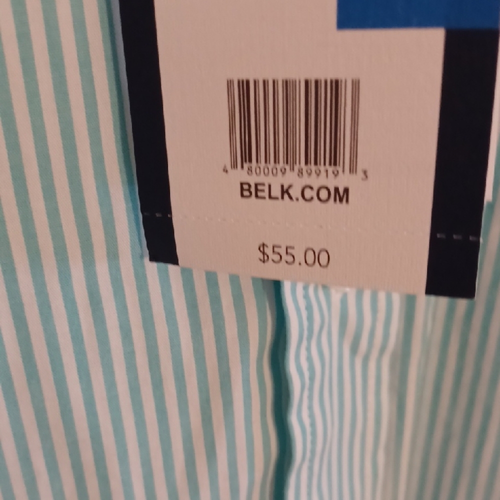 Crown & Ivy Men's Aqua Striped Button Down Shirt Xlarge Motion Fit - Picture 3 of 5